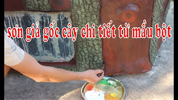 kỹ thuật sơn giả gốc cây chi tiết từ màu bột cho hồ cá koi