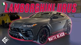 2020 Lamborghini Urus getting wrapped in Avery Dennison Matte Black 🙌😈 ￼