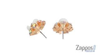 Betsey Johnson Rose Gold and White Flower Stud Earrings SKU: 9116248