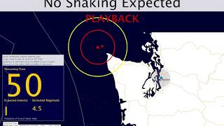ShakeAlert: EEW Playback of M4.5 Earthquake North of the Olympic Peninsula on Jan 24, 2020