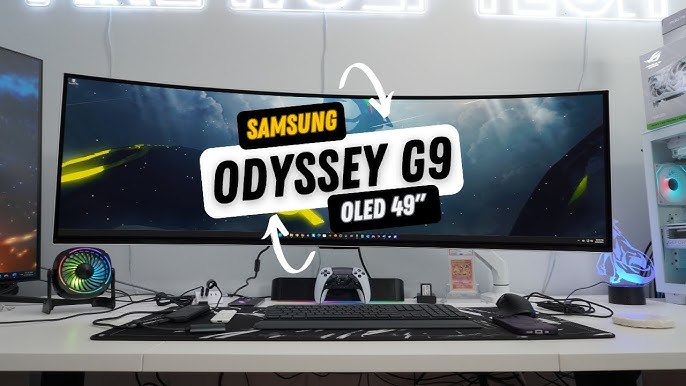  SAMSUNG 49” Odyssey G9 Gaming Monitor, 1000R Curved Screen,  QLED, Dual QHD Display, 240Hz, NVIDIA G-SYNC and FreeSync Premium Pro,  LC49G95TSSNXZA, Black : Electronics