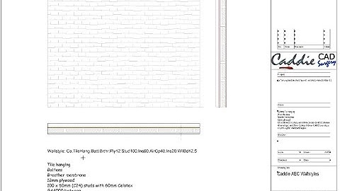Caddie AEC .dwg Wallstyle: Tile Hanging with Partial Fill Insulated Studs