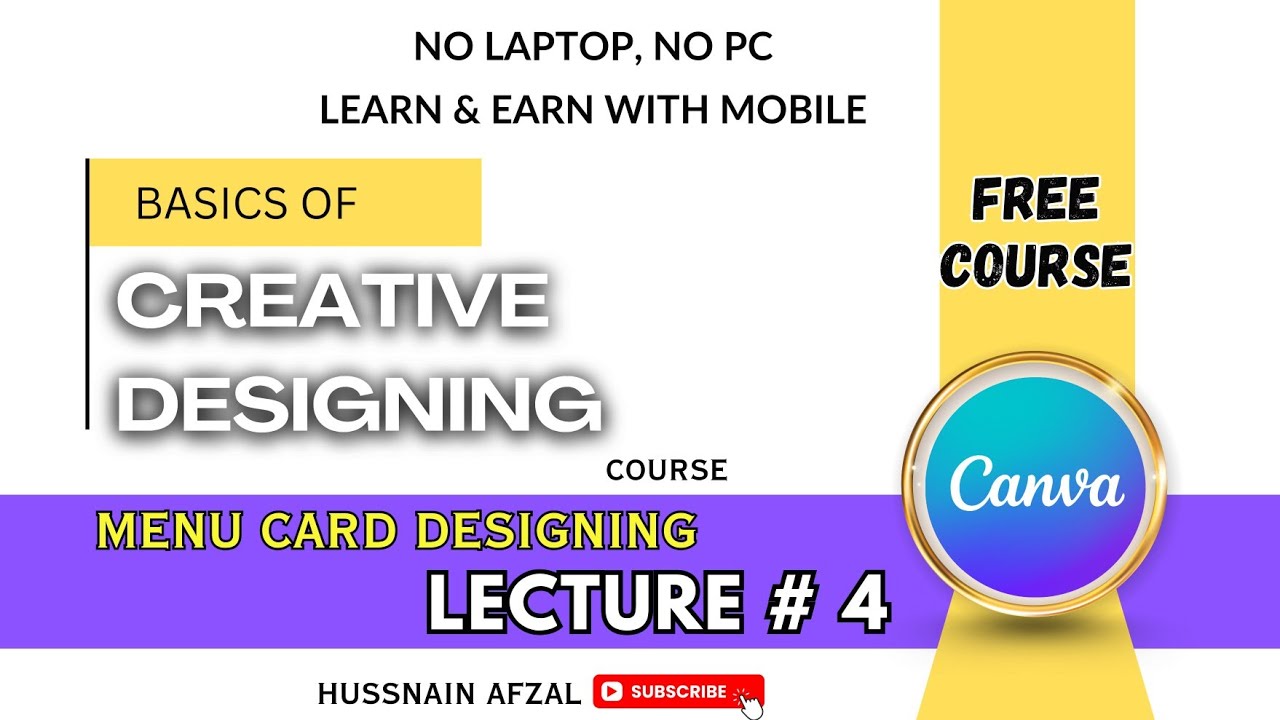 Menu Card Designing | Lecture # 4 | Canva | Creative designing Free Course in Urdu/Hindi