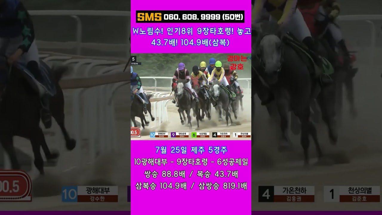 7/25(토)💣104.9배!(삼복) 복승 43.7배! 다시 W노림수 연승가동! / 믿어지십니까? 이런게 한구라입니다. 🐎 인기1위에 쫄지마!
