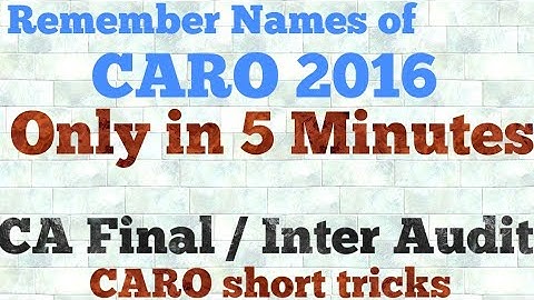 CARO 2016 Remeber all points in 5 minutes | Shortcut Summary of CARO 16 CA final Audit
