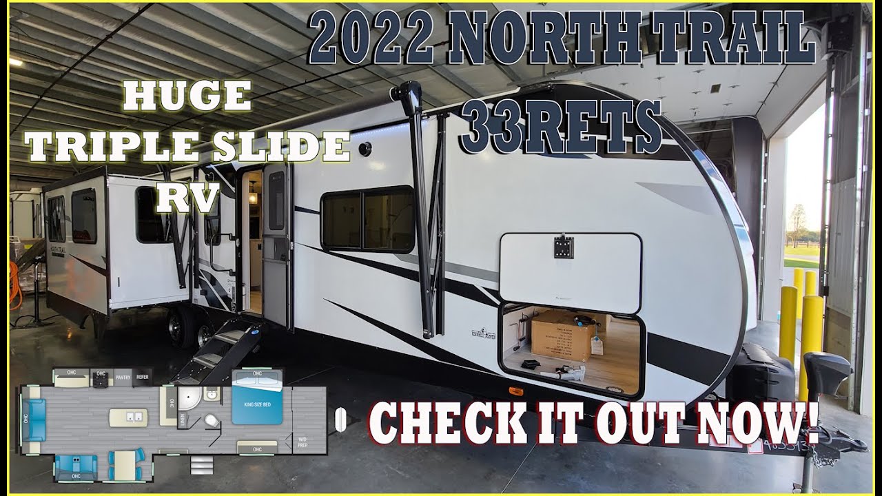 2022 North Trail 33RETS Rear Living Room Camper by Heartland RV Couchs RV Nation RV Review