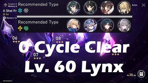Memory of Chaos 10 (3 Stars, 30 Cycles Left), 0 Cycles, Lv. 60 E0 Lynx Version | Honkai: Star Rail