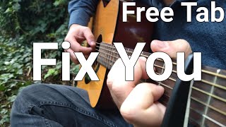 Coldplay - Fix You Guitar Fingerstyle + Free Tab