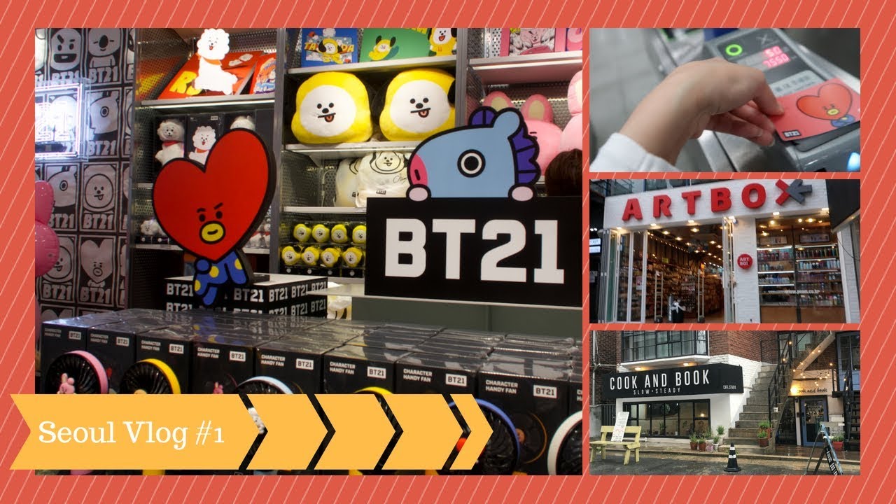 First time using Seoul subway+ Shopping in Hongdae: BT21, ARTBOX+ Vegan restaurant.|Seoul Vlog #1