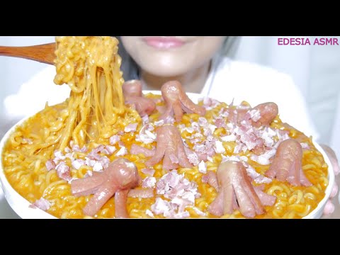 ASMR 咀嚼音 Cheesy Fire Noodles チーズブルダック炒め麺 起司火雞麵 *EATING SOUND*