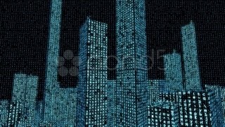 Digital Data Matrix Code City (Loop Hd). Stock Footage