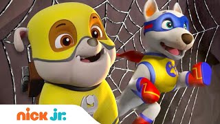 Superhero Rubble Saves Bunnies From Spider Web w\/ PAW Patrol Skye! | Rubble \& Crew