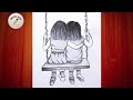 Easy best friends pencil drawing | Girl drawing | step by step friends drawing