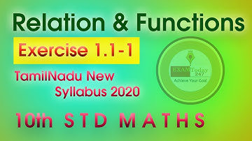 Relation and Function Exercise 1.1-1 | 10th Std New Syllabus 2020 | #EXAMToday247