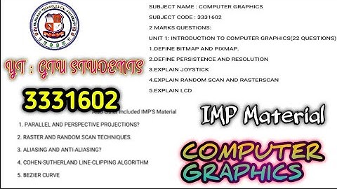 COMPUTER GRAPHICS-3331602 IMP Question Bank of GTU EXAMINATION #gtu #questionbank #gtuchannel
