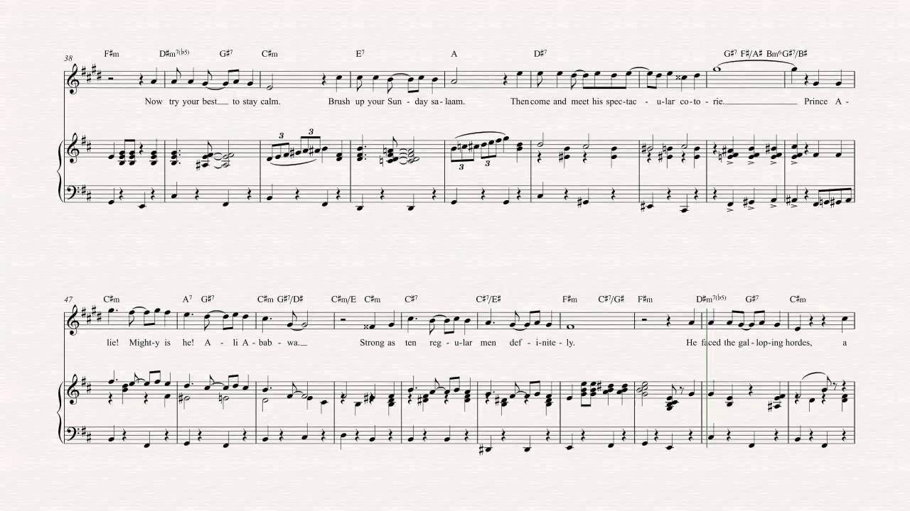 Clarinet Prince Ali Aladdin Sheet Music Chords Vocals