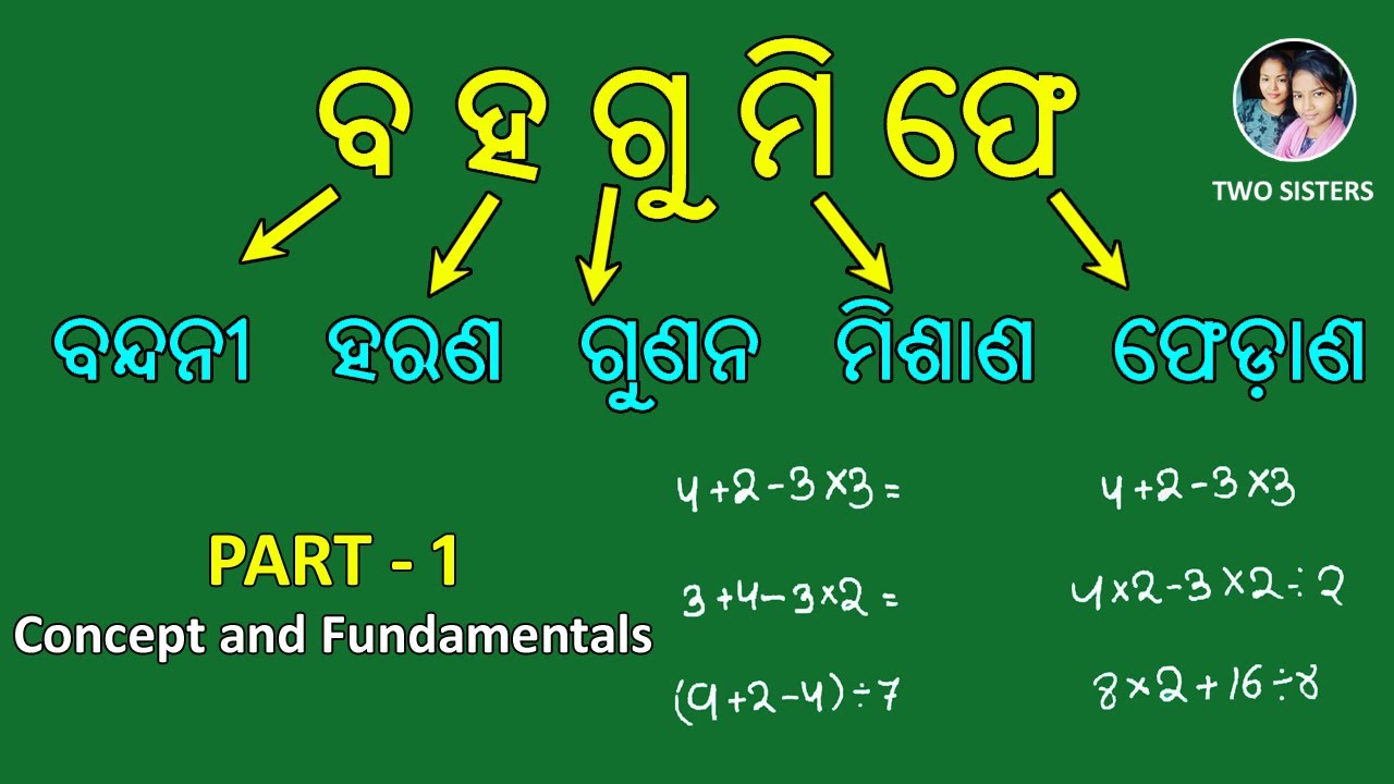 ଗଣିତର 'ବ ହ ଗୁ ମି ଫେ' ନିୟମ ବିଷୟରେ ବୁଝିବା | BODMAS RULE IN ODIA (Part-1) | Two sisters| Odia Math