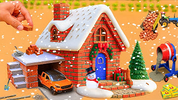 DIY-project voor de bouwkunde: een modern minihuisje van baksteen en cement bouwen om een ​​sneeu...