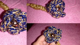 Super easy woolen flowers trick with cotton buds | طريقه عمل ورده مجسمه سهله جدا