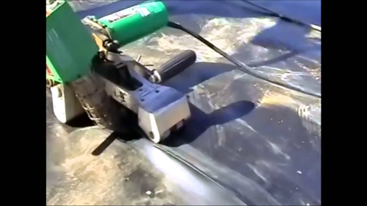 Сварка геомембраны двойным швом - YouTube