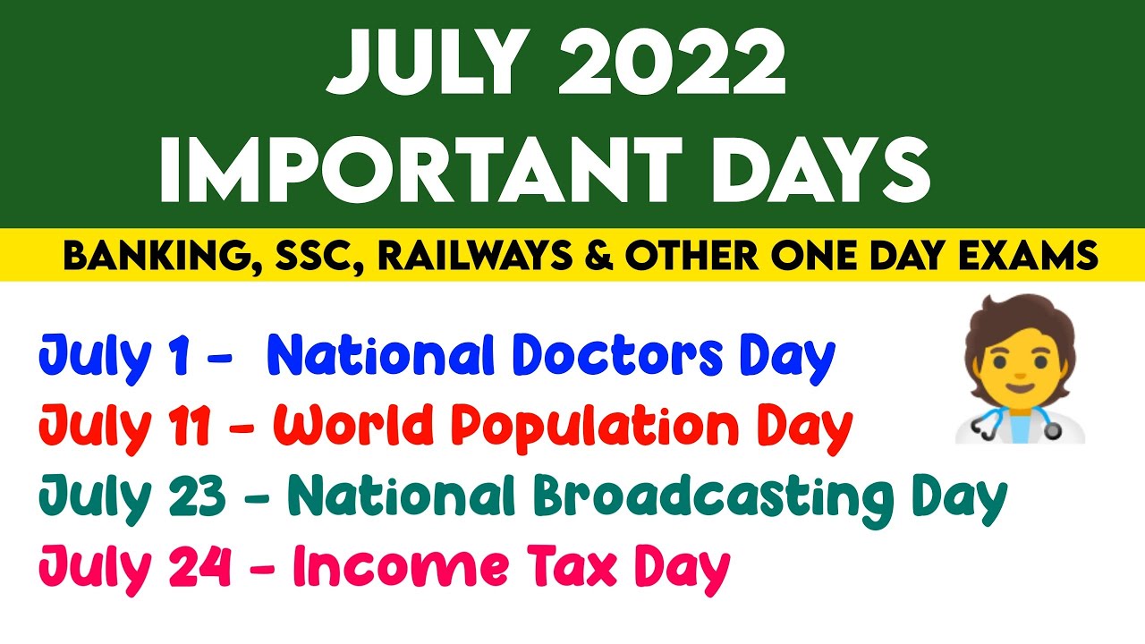 July 2022 Important Days and Themes || Edufy