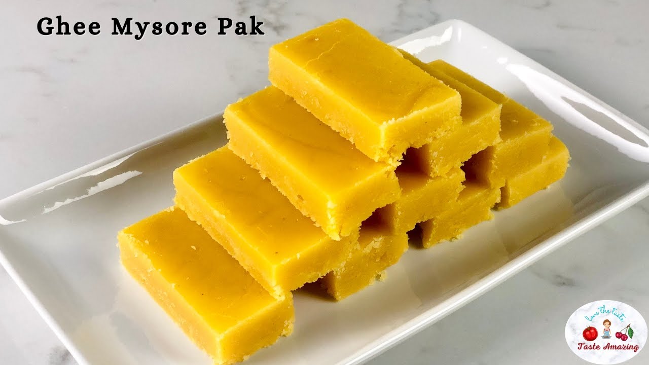Ghee Mysore Pak recipe | Soft mysore pak | Krishna Sweets Style Ghee ...