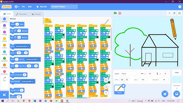 Scratch - Drawing house and tree using pen tool