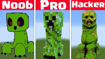 NOOB VS PRO VS HACKER - Realistic Creeper Minecraft Pixel art