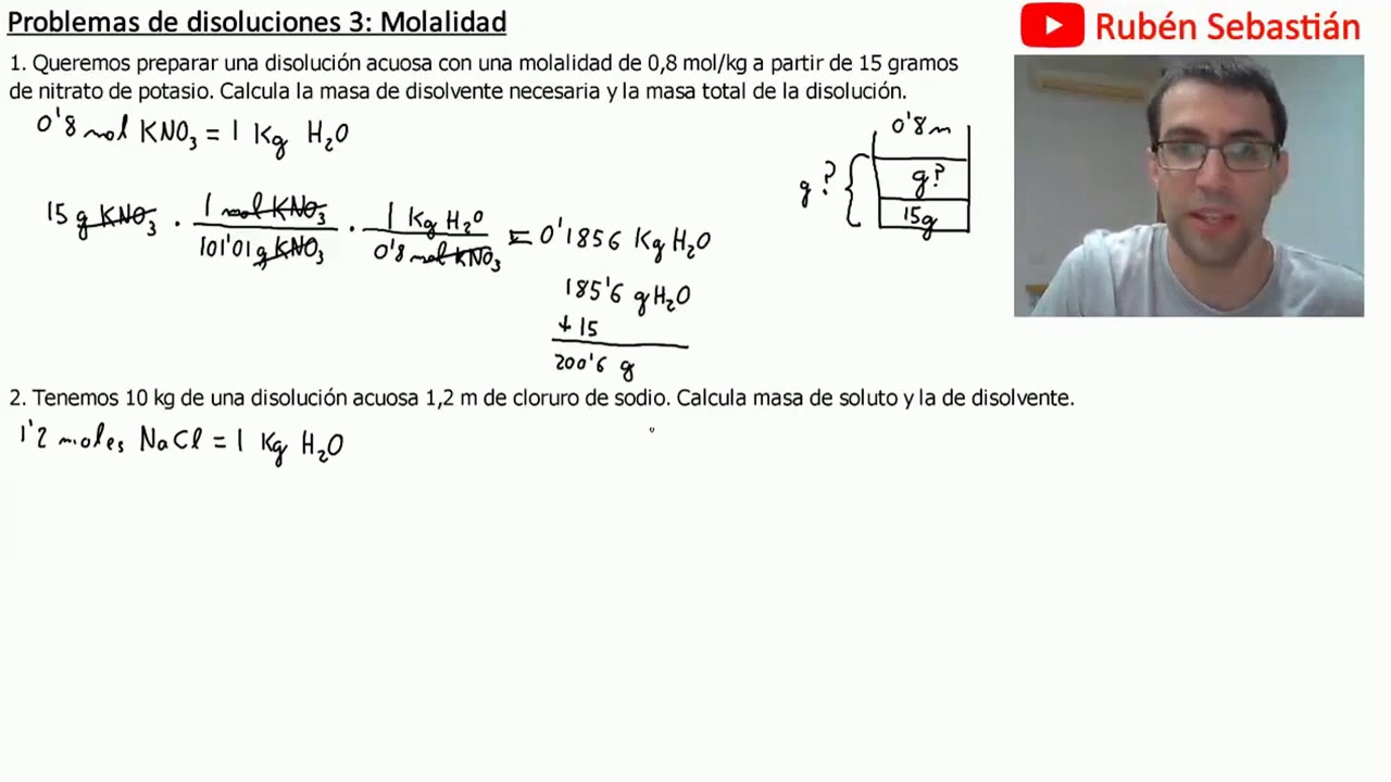 Problema de disoluciones 3; Molalidad - YouTube