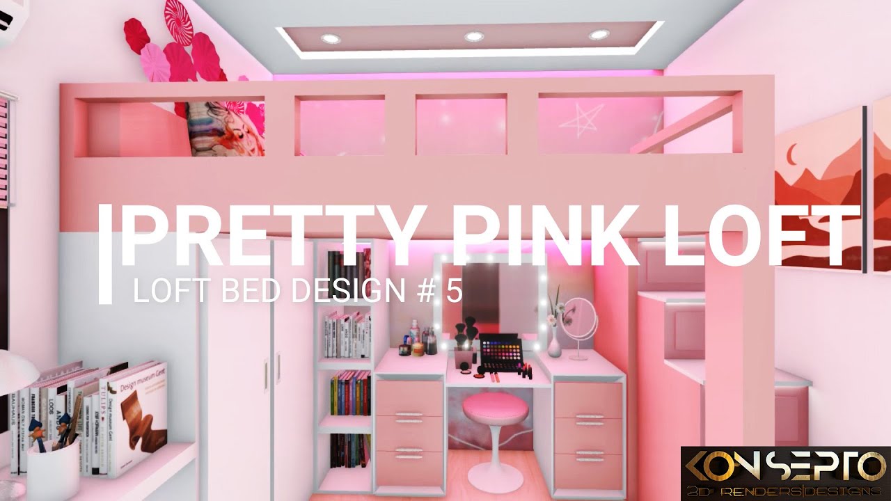 PRETTY PINK LOFT BED FOR SMALL ROOM CKONSEPTODESIGN IDEA YouTube