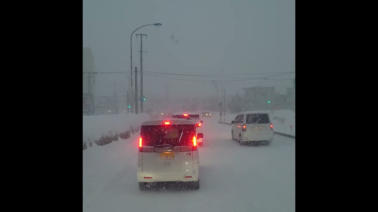 札幌市内2026年２月16日am06:30分頃、札幌流通団地〜厚別通り〜環状通〜新川通り（新道まで)の走行動画