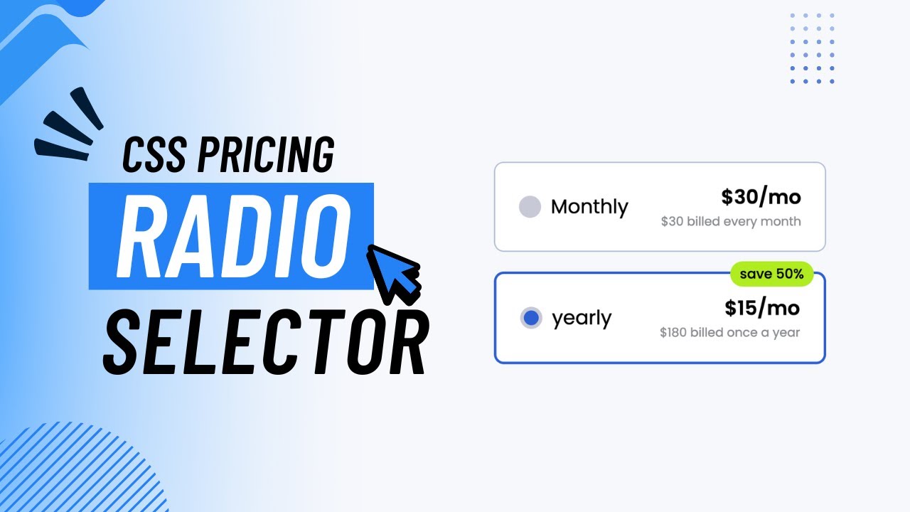 Plan Selector Html Responsive Pricing Radio Selector using HTML & CSS | Modern ...