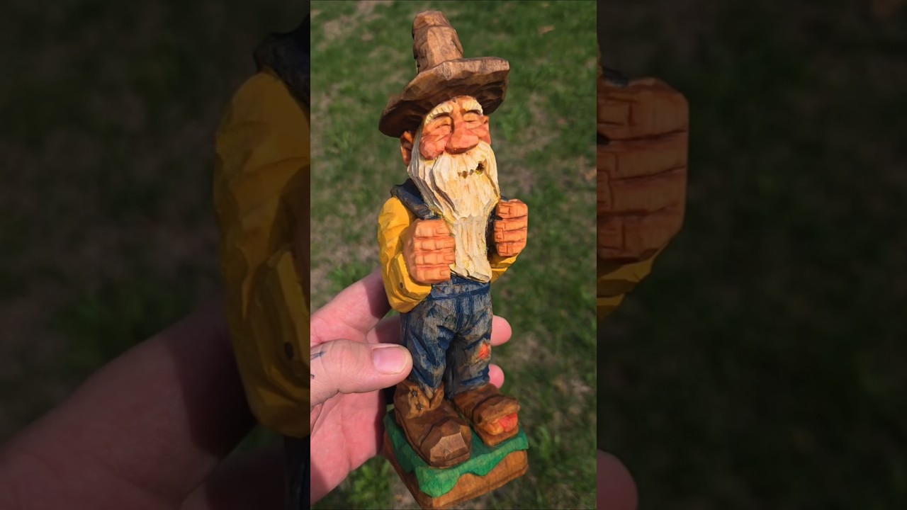 Hand Carved Hillbilly 2.5x2.5 9inches tall #woodcarving #missouri #hillbilly #whittling