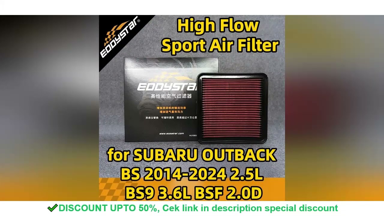 High Flow Sport Air Filter for SUBARU OUTBACK BS 2014-2024 2.5L BS9 3.6L BSF 2.0D AWD BSD Washable R