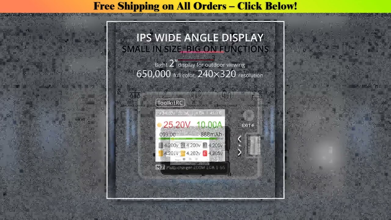 ToolkitRC M7 200W 10A Balance Charger Discharger With ADP100 for 1-6S Lipo Battery Voltage Servo