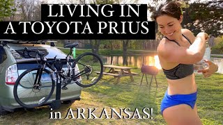 Living in a car in Arkansas(pt.3):car trouble,showers, hikes+more!Solo female fulltime prius camper