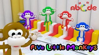 Five Little Monkeys Jumping On The Bed | Children Nursery Rhyme Songs | from Abcde Balloon World