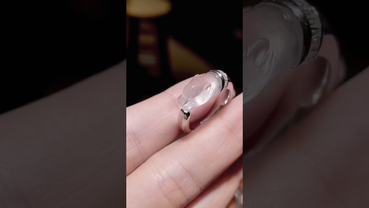 Jadeite Panther Ring #carvingart #jewelry #carvedstone #rings