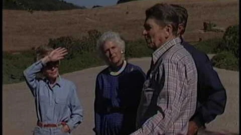President Reagan meeting with George Bush at Ranch...