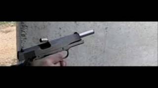 Colt 1911 .45acp filmed at 1200 frames/second slow motion - 2 shots