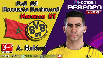 A. HAKIMI face+stats (BvB Borussia Dortmund / Morocco NT) How to create in PES 2020