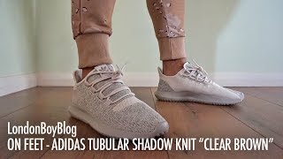 estudiante universitario Factor malo medio litro Adidas Tubular Shadow Knit Clear Brown - On Feet - YouTube