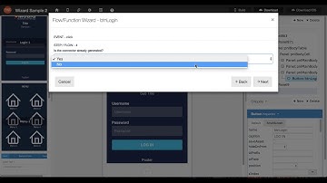 eMobiQ Wizard Step 1: Login + Menu