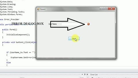 Use of ErrorProvider in C#.