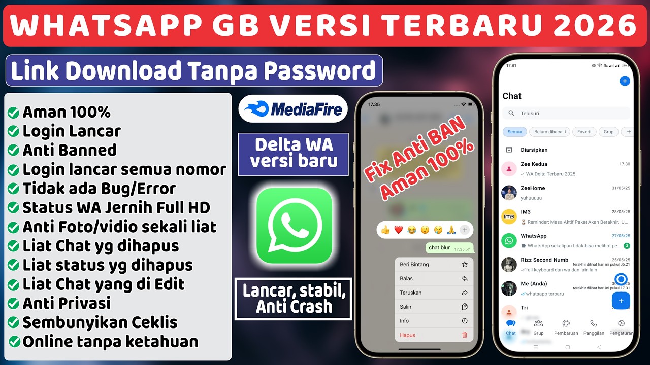 Delta WhatsApp Terbaru 2026⚡WA Mod Stabil dan Aman untuk Semua Android