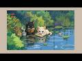 Rainy Forest Study Café ☔🐈 Cozy Jazz for Reading, Studying & Relaxing | Whispers by the Pond