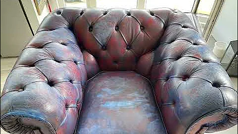 The Scratch Doctor complete leather repair of cracked and ripped Chesterfield chair
