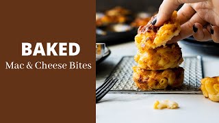 BAKED mac and cheese bites! #macandcheese #macaroni #recipe #baked #healthierchoices