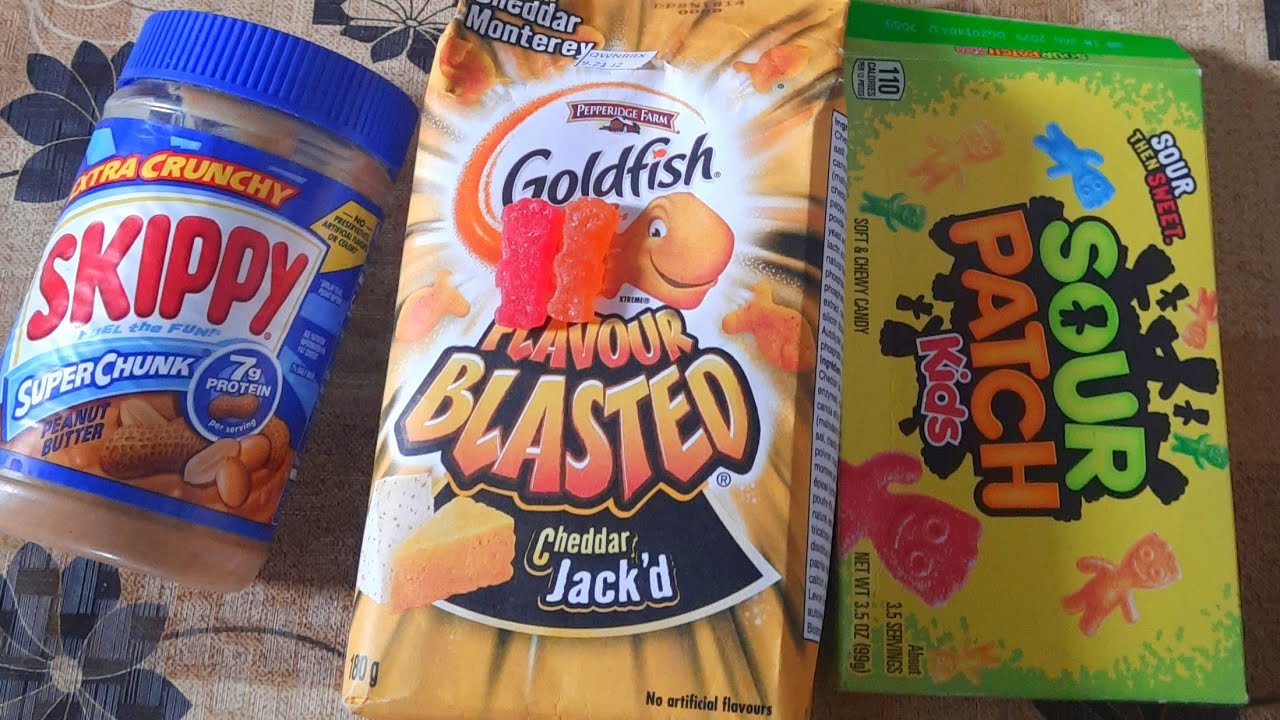 Goldfish Skippy Peanut Butter Sour Patch Kids Red Raspberry and Orange ...