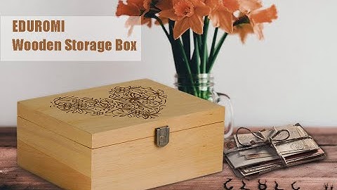 EDUROMI Wooden Memory Box, Keepsake Box with Hinged Lid and Latch to Stash Precious Items.